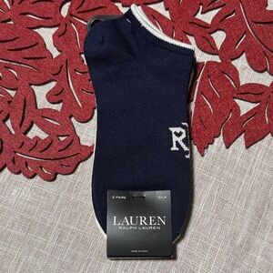 Lauren Ralph Lauren Silk Navy and White Low Cut Socks 2 Pair NWT